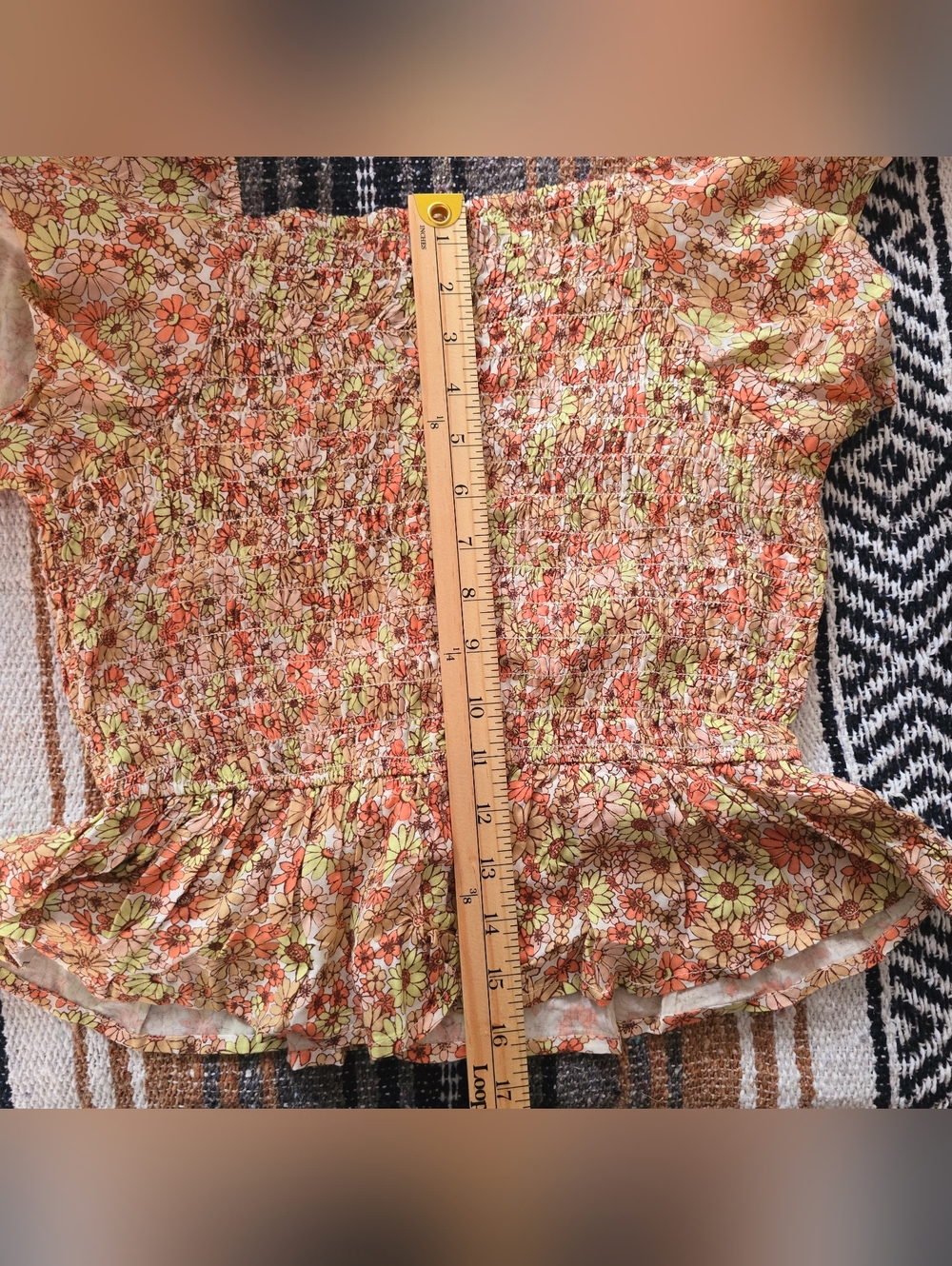 Floral Peplum Top Flutter Sleeve - Picture 6 of 8